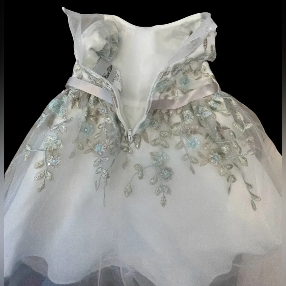 Rare Editions White and Silver Floral Dress w/bloomers